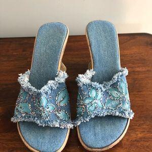Denim slides size 7